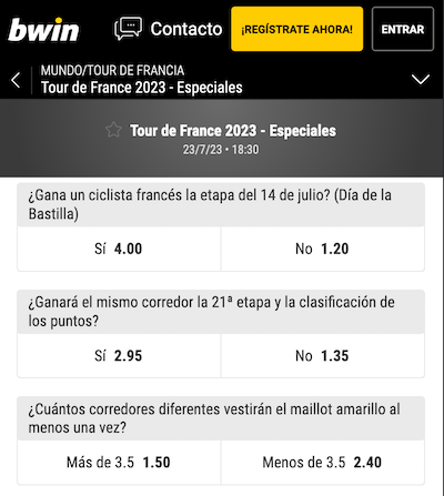 apuestas especiales tour de francia 2023