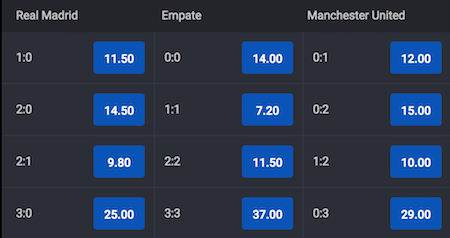 resultado y cuotas madrid vs united