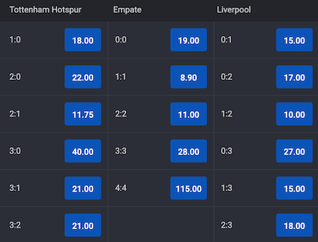 resultados y cuotas tottenham vs liverpool