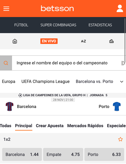 barcelona vs porto apuestas