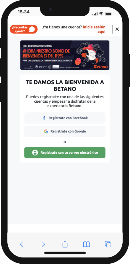 formulario de registro de betano.